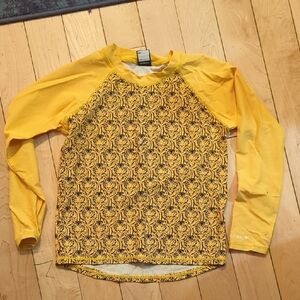 Yellow Printed Long-Sleeve Kids Rash Guard Top